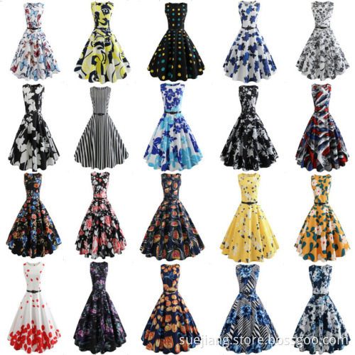 O-Neck Sleeveless A-Line Flower Lovely Vintage Dress